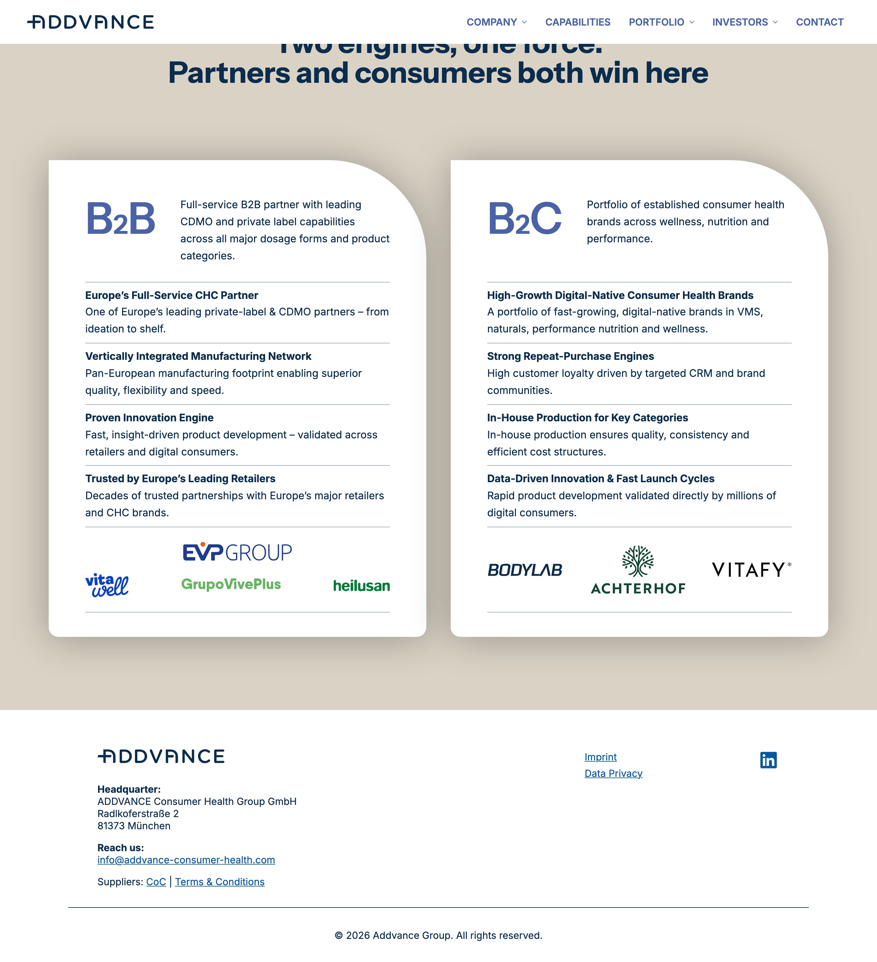 Two engines, one force: B2B und B2C als zwei Säulen mit Markenlogos