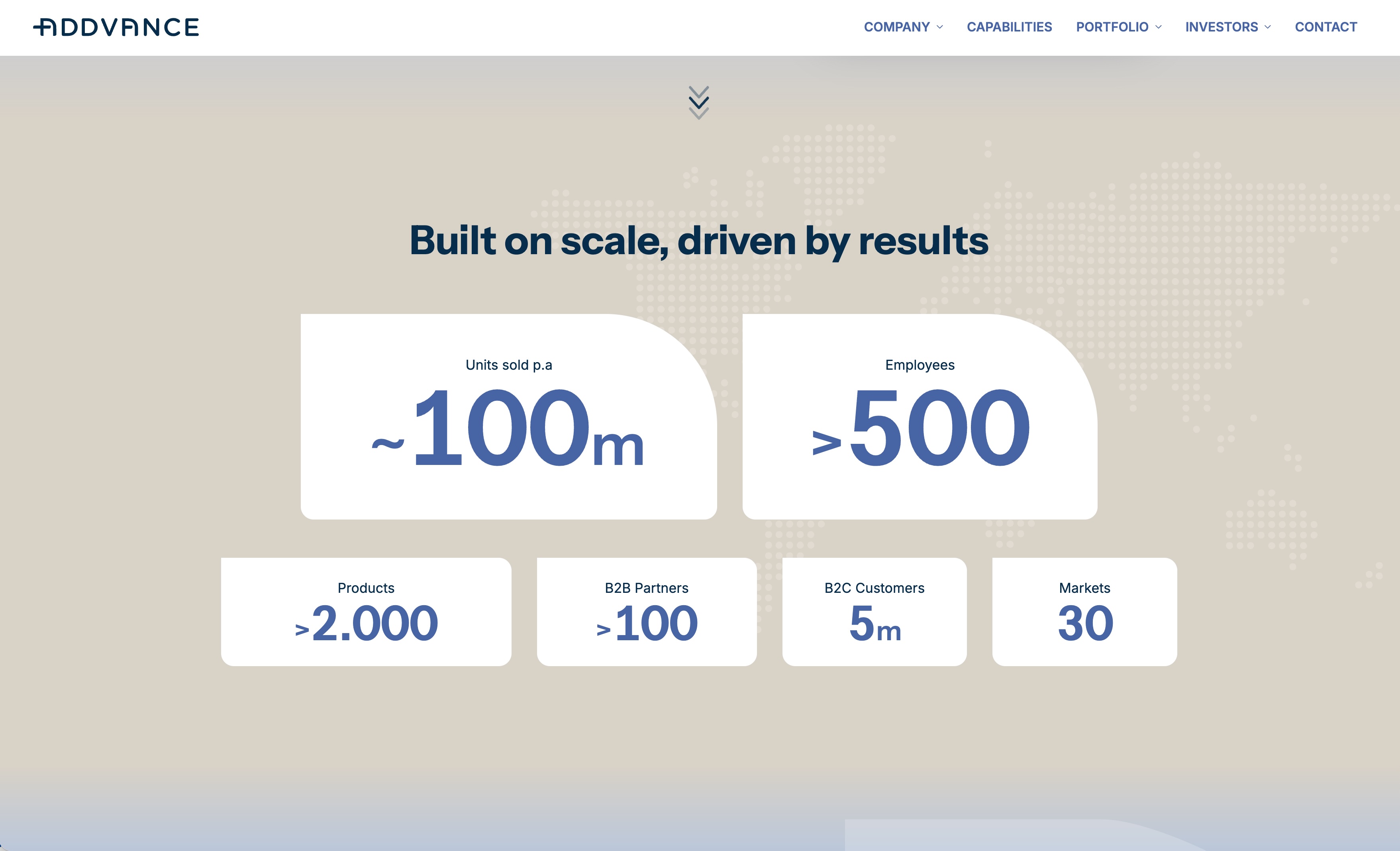 addvanced consumer health website screen