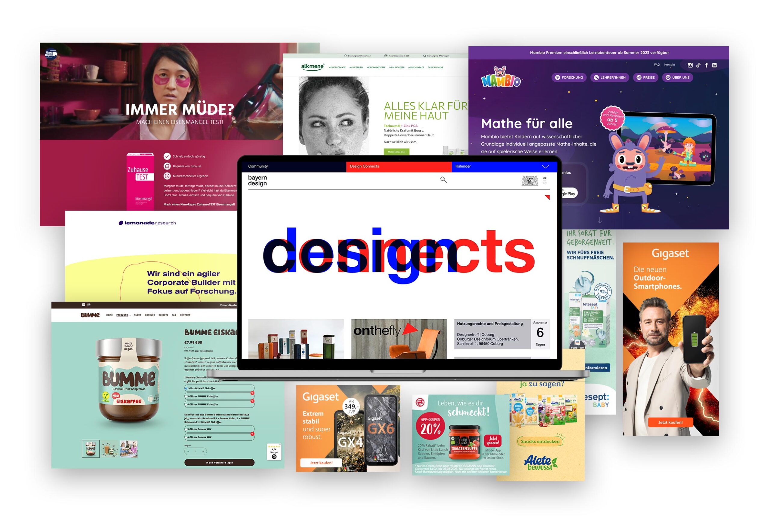 Auswahl von Agentur-Projekten, die JOTPE DESIGN im Hintergrund umgesetzt hat