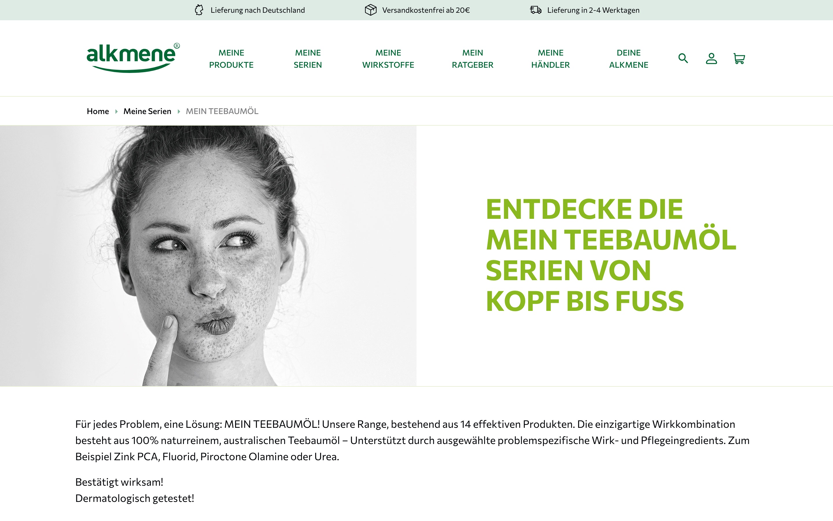 Serienseite Mein Teebaumöl auf alkmene.de