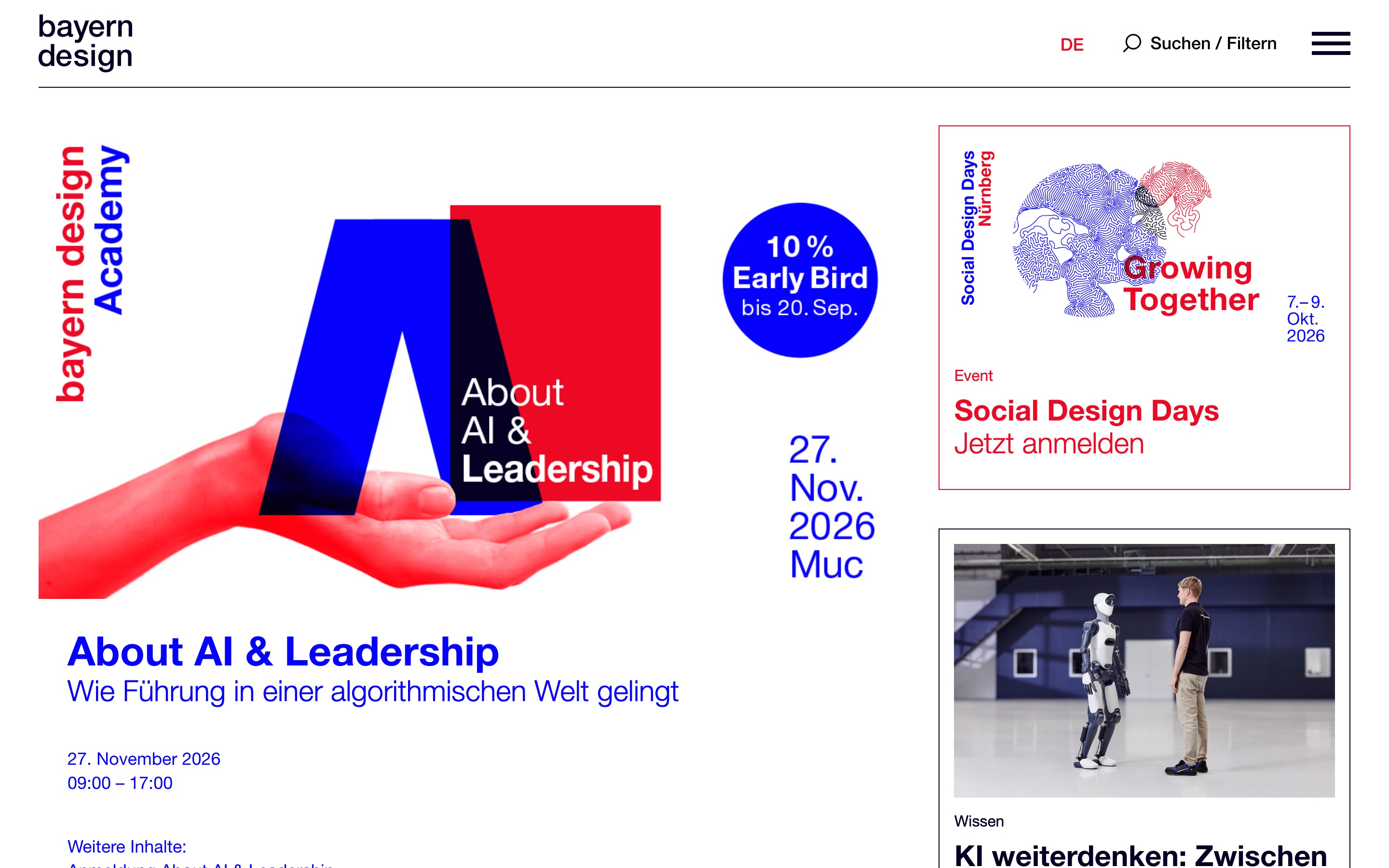Beitragsseite auf bayern-design.de: Academy-Veranstaltung mit Termin und weiteren Inhalten