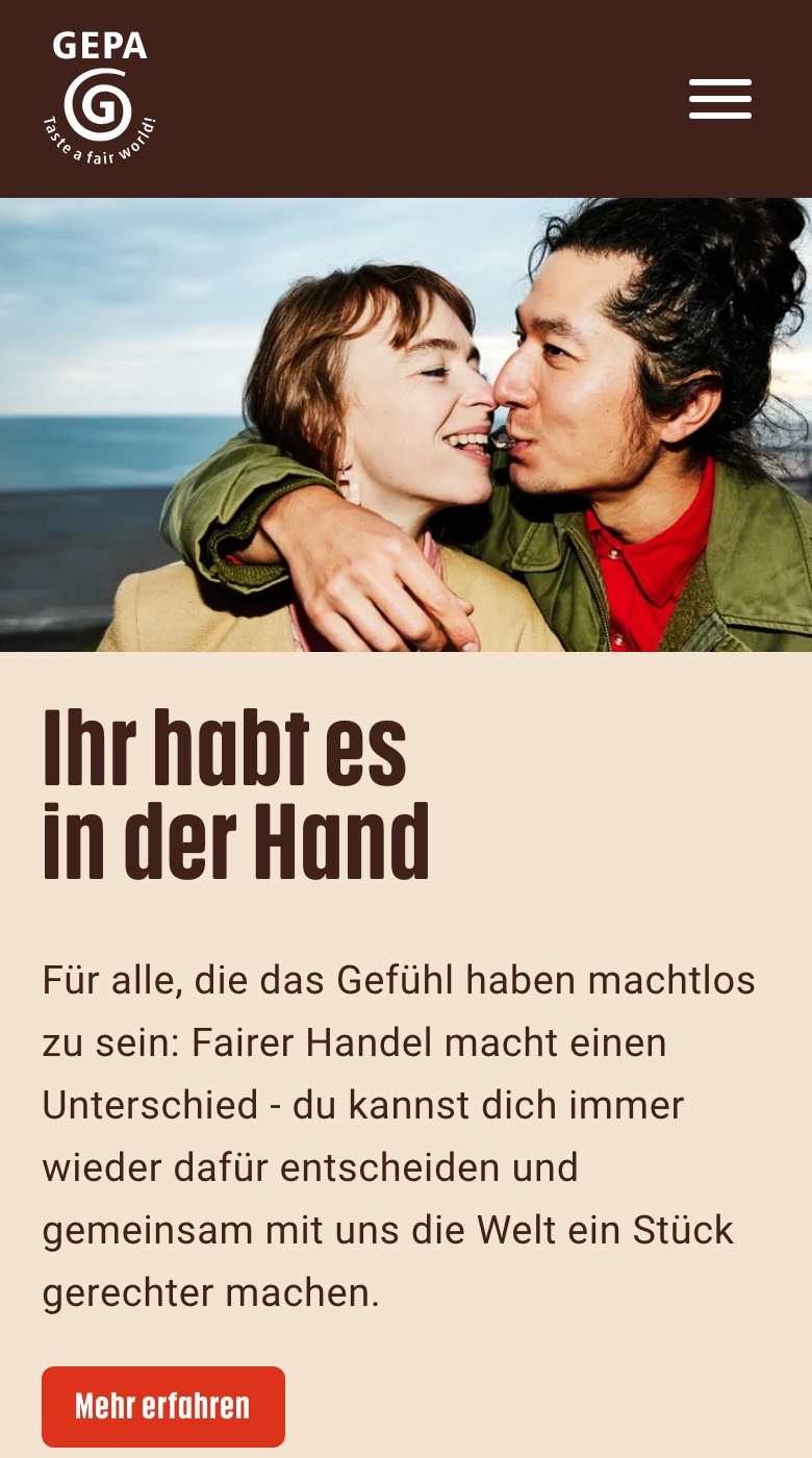 gepa auf dem Telefon: Markenseite