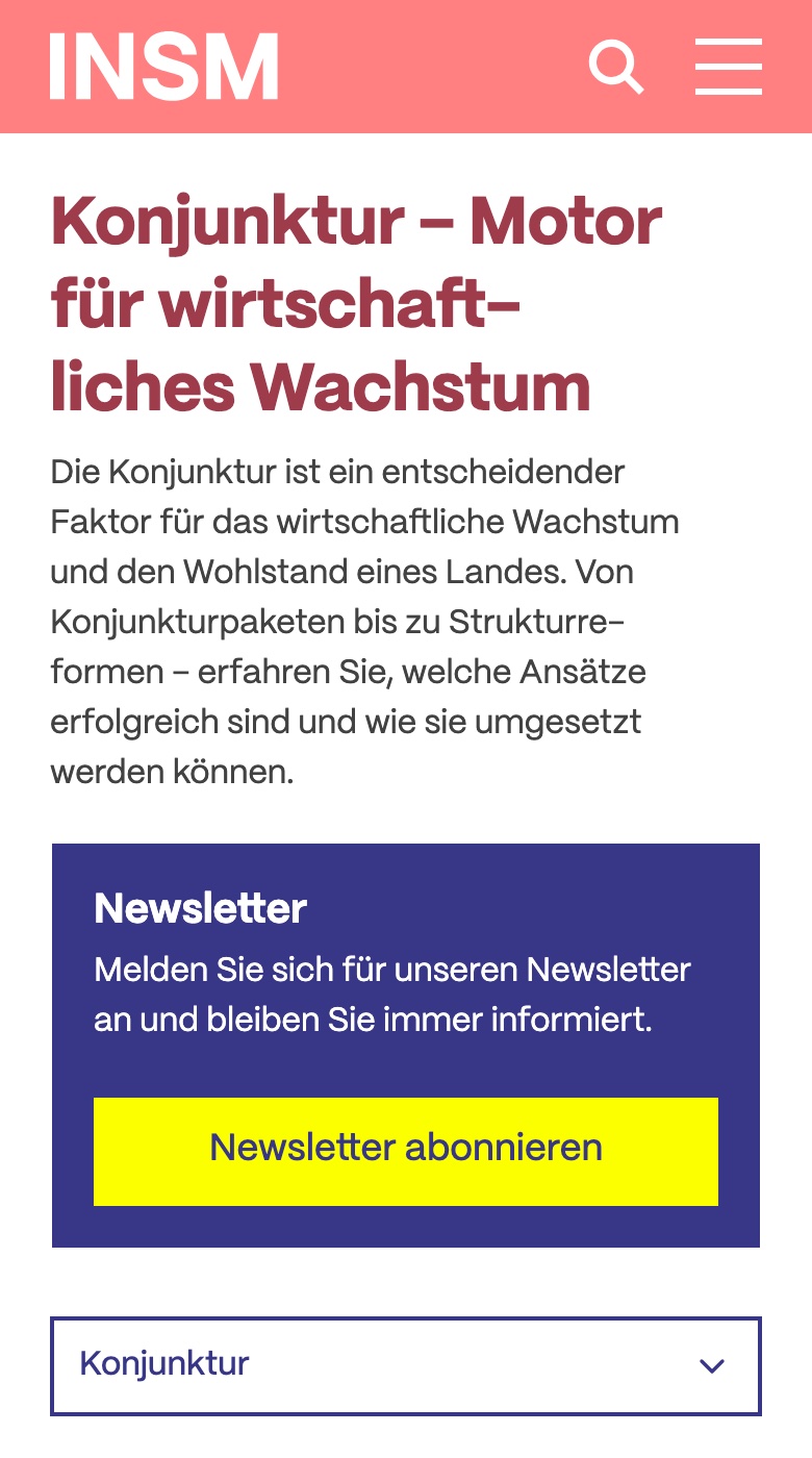 insm auf dem Telefon: Themenseite Konjunktur