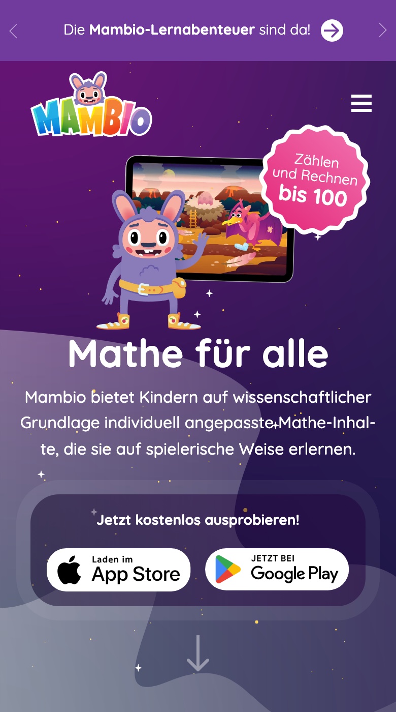 mambio auf dem Telefon: Startseite