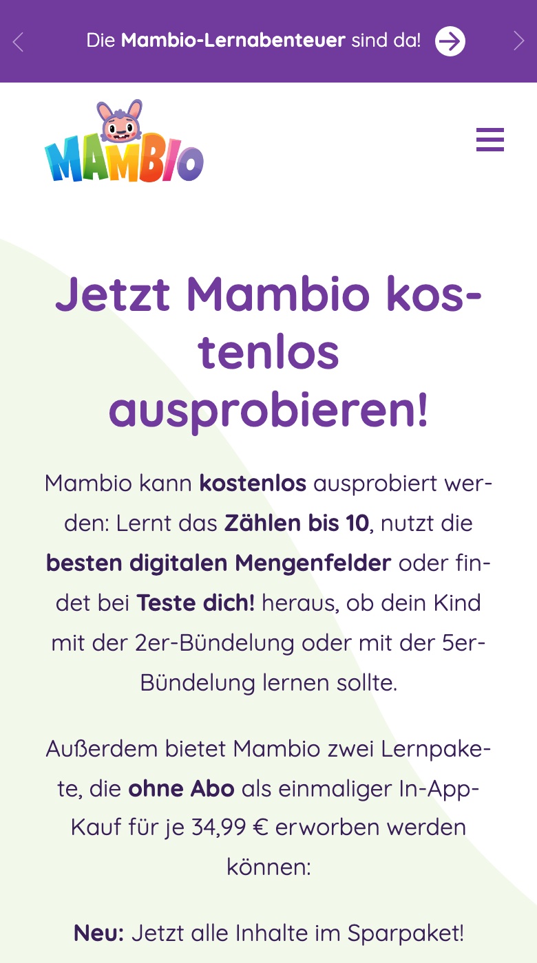 mambio auf dem Telefon: Preise